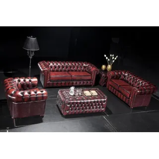 Salottini Chesterfield Garnitur Leder 3-Sitzer + 2-Sitzer + 1-Sitzer Rot