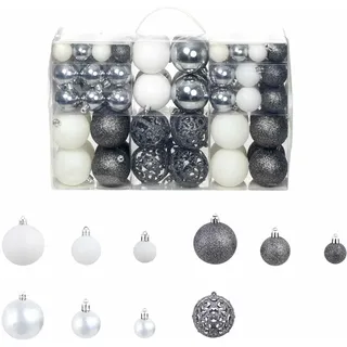 vidaXL 100-tlg. Weihnachtskugel-Set 3/4/6 cm Weiß/Grau