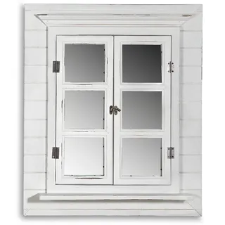 Wandspiegel Deko Spiegel + Fensterladen Shabby Holz Spiegel Rundbogen Landhaus