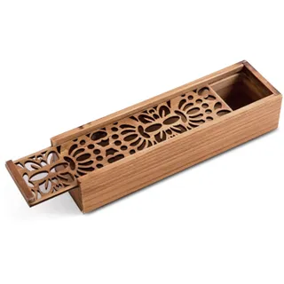 HERCHR Holzschatulle Schatulle Holz Aufbewahrungsbox, Stiftebox Mit Schiebe-Deckel Holzbox Holzkiste Bleistiftbox Small Storage Organizer Für Das Home School Office,19,5 X 5,6 X 4 Cm