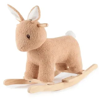 Bieco Plüsch Schaukeltier Hase Fine, 68 cm | Kinder Schaukelstuhl mit Sicherheitsgurt | Baby Schaukel | Schaukel Kleinkind | Schaukeltier Baby | Baby Schaukelwippe ab 9 Monate | Schaukelpferd Holz