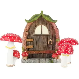 Feentür Baumtür Feengarten Miniatur Harz Elfen Leuchtend Pilz 2