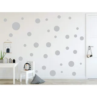 Timalo® XL Aufkleber Punkte Wandtattoo Kinderzimmer bunte große Kreise Pastell Uni Matt Wandsticker | 73081-hellgrau-40