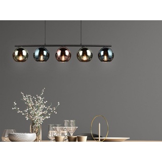 meineWunschleuchte LED Pendelleuchte, LED wechselbar, warmweiß, Glas-kugel mehrflammig Küchenlampe-n hängend über Kücheninsel, B 83cm bunt|schwarz