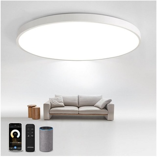 JDONG LED Deckenleuchte Compatible mit Alexa und Google Home Flach Rund WIFI LED Deckenleuchte, LED fest integriert, Tageslichtweiß, Flach Rund Smart LED Deckenlampe Ø 50 cm