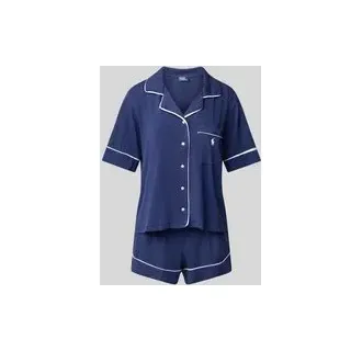 Pyjama mit Logo-Stitchings Modell 'POLO ESSENTIALS', Dunkelblau, M