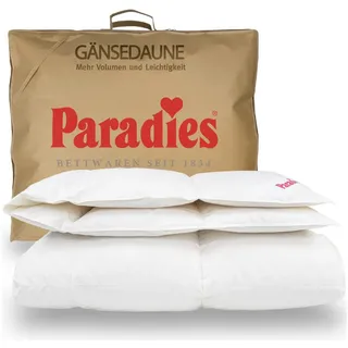 Paradies Gänsedaunenbettdecke Gabi 90, Daunendecke 135x200 cm, 155x220 cm und 200x200 cm, Füllung: 90% Daunen, 10% Federn, Bezug: 100% Baumwolle, Ganzjahresdecke 135 x 200cm, Made in Germany weiß 135 cm x 200 cm