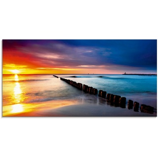 Glasbild »Ostsee mit schönem Sonnenaufgang«, Strand, (1 St.), 12158537-0 blau B/H: 60 cm x 30 cm