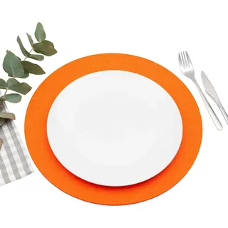 FILU Platzsets aus Filz 4er-Pack Orange rund (Farbe und Form wählbar) 35 cm Durchmesser