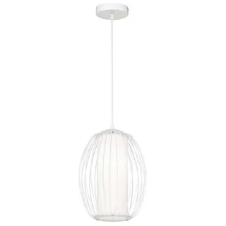 WOFI Pendelleuchte, ohne Leuchtmittel, Esstisch Gitter-Lampe Lampenschirm Milch-Glas Wohnzimmerlampen hängend weiß