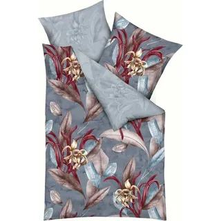 Kaeppel Bettwäsche Asmara, Mako-Satin, 2 teilig, Mit großen Blumen schwarz