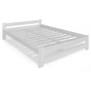 Home Collective Holzbett 160x200 cm mit Lattenrost Modern Bett Bed Kiefer Massiv Bettgestell Doppelbett Massivholzbett Klassisch Komfortabel & Langlebig Skandinavisch Boho Landhaus Kopfteil flach weiß