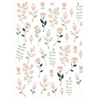 Estahome Wandtattoo Blumen Weiß Rosa und Grün 47,5 cm, Tapeten & Wandverkleidungen, Wandtattoos & Sticker