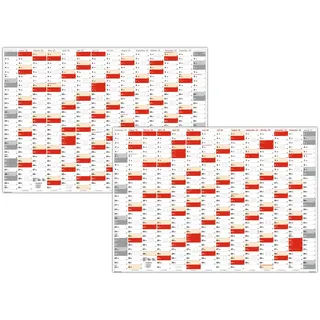 LYSCO Wandkalender Classic2 Wandplaner 2025 + 2026 / 2026 DIN A0/A1 - 14 Monate (gerollt), Plakatkalender rot