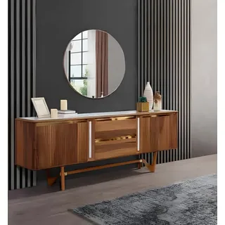 JVmoebel Sideboard Italienisches Mobiliar: Holz Kommode in Braun mit Spiegel, Made in Europa braun