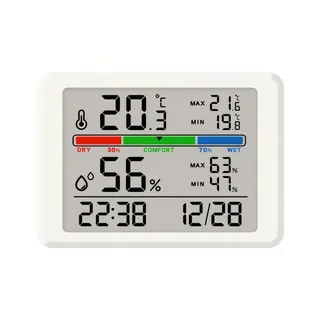 Lancoon Elektronische Kleine Wecker mit LCD-Uhr Thermometer Hygrometer Magnetisches Design Hintergrundbeleuchtung Max, Min Aufzeichnungen Snooze Datum für Zuhause Küche Büro