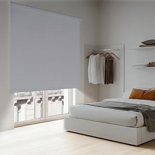 Verdunklungsrollo für Innenbereich Fenster und Balkontür Blackout Rollo Thermorollo Montage mit Bohren an Wand oder Decke STORESDECO Verdunkelungsrollo Weiß 160x180 cm Stoffbreite 156,5 cm