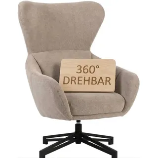 Mr. Deko Ohrensessel Marconia gepolstert 74 x 109 x 80 cm Beige drehbar