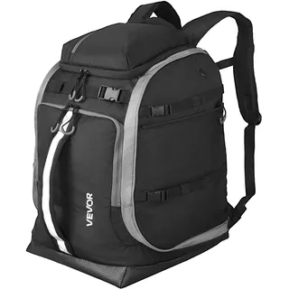 Vevor Skischuhtasche, 65 L, Reiserucksack für Snowboardstiefel, mit wasserdichter Außenseite & Unterseite, 1680D Oxford, Tasche für Ski, Snowboard, Helm, Schutzbrille, Handschuhe, Zubehör (schwarz)