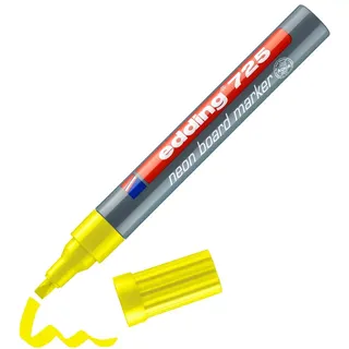 edding 725 neon board marker - neon gelb- 1 Stift - Meißelfeder 2-5 mm - Whiteboard, Kreidetafel, Glas, Spiegel - für leuchtende Markierungen in dunklen Räumen, dunklen Oberflächen
