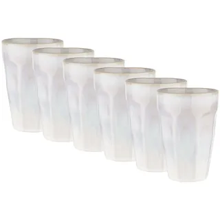 BUTLERS Tasse ohne Henkel 330ml 6er Set Kaffeebecher BERGAMO Steinzeug Geschirr Kaffeetasse Teetasse | Becher Cappuccino Latte Macchiato | Landhausstil, gerippt | Mikrowellen- spülmaschinenfest