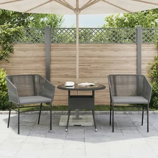 vidaXL Gartenstühle 2 Stk. mit Kissen Grau Poly Rattan