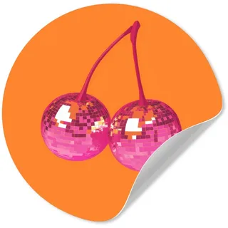 MuchoWow Wandsticker Discokugeln - Kirsche - Spiegel - Rosa (1 St), Selbstklebende Runde Vliestapete, Wohnzimmer, 140x140 cm 140 cm x 140 cm x 0.1 cm