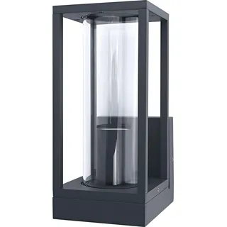 LEDVANCE Außenwandleuchte Aluminium Glas 14 x 11 x 24,5 cm inkl. Dämmerungssensor grau