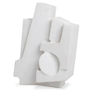 Casa Padrino Luxus Marmor Deko Objekt Weiß 27 x 15 x H. 38,5 cm - Wohnzimmer Dekoration - Schreibtisch Dekoration - Marmor Dekoration - Luxus Kollektion