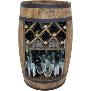 weeco Fassbar mit Weinhalter. Weinregal - Holzfass Hausbar 80x50cm. Minibar Whisky, tonneau bar, fass barschrank, Wooden Barrel