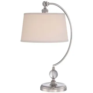 Elstead LIGHTING LED Tischleuchte, Leuchtmittel nicht inklusive, Tischleuchte Beistelllampe Wohnzimmerlampe Tiffany-Glas Metall H silberfarben
