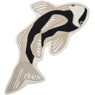 Broste Copenhagen - Koi Teppich, schwarz / beige