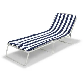 BEST Freizeitmöbel Chiemsee Sonnenliege 180 x 60 x 23 cm Weiß/Blau