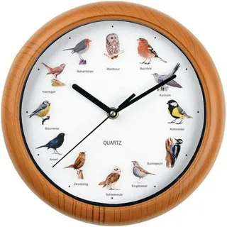 EasyMaxx Wanduhr 25,00 cm 12 Singvogelgesang beige/braun/weiß