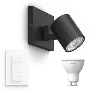 Philips Hue Runner Aufbauspot Mit 1 Lichtpunkt Gu10 (schwarz) Warmweißes Licht - Inkl. 1 Dimmschalter - White