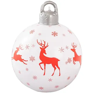 Fiorky Riesige aufblasbare Weihnachtskugeln, 40 cm, PVC-verzierter Ball, aufblasbar, Weihnachtsdekoration, Neujahrs-Ornamente, Ball für Weihnachten, drinnen und draußen, Haus, Rasen, Hof, Garten,