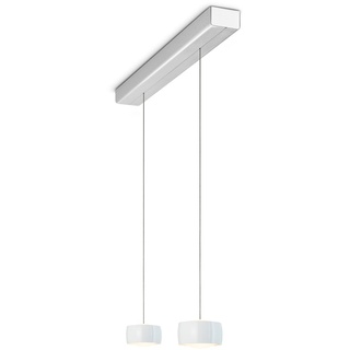 Oligo Grace LED Pendelleuchte mit unsichtbarer Höhenverstellung 2-flammig weiß glänzend | aluminium gebürstet