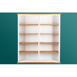 Weißes XXL Landhausstil Bücherregal Bücherschrank MEXICO, Pinie Massivholz