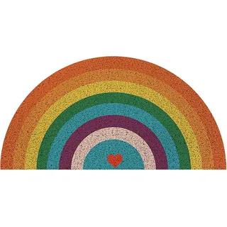 Regenbogen-Halbkreis-Fußmatten,draußen drinnen willkommene Matte verschleißfester Türteppich für stark frequentierte Bereiche auf der Terrasse Heimdekoration (Color : D, Größe : 37 * 75cm)
