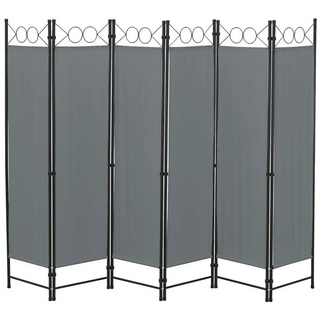 en.casa Paravent, »Saragossa« Spanische Wand 6-teilig Trennwand Umkleide Raumteiler Outdoor Sichtschutz 240x171cm Dunkelgrau grau