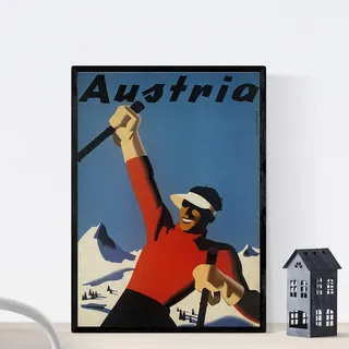 Nacnic Vintage Poster Vintage Poster Europäische Berge. Ski in Österreich. A3 Größe