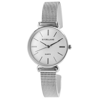 Excellanc Design Damen Spangen Armband Uhr Silber Metall Analog Spangenuhr Quarz