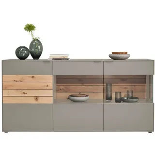 Dieter Knoll Sideboard, Eiche, Hellgrau, Holz, Glas, Holzwerkstoff, Eiche, furniert, 3 Fächer, 181.9x87.9x45.2 cm, Typenauswahl, Beimöbel erhältlich, stehend, in verschiedenen Holzdekoren erhältlich, Holzmöbel, Kleinmöbel Holz, Holzkommoden, Sideboards Holz