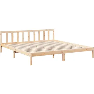 vidaXL Massivholzbett, Holzbett mit Kopfteil Lattenrost, Doppelbett für Schlafzimmer, Bett Bettgestell, Modern, 180x220cm Massivholz Kiefer