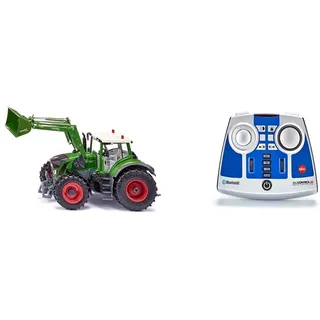Siku 6793, Fendt 933 Vario Traktor mit Frontlader, Grün, Metall/Kunststoff, 1:32 & 6730, Bluetooth Fernsteuermodul, Control Fahrzeuge mit Bluetooth-Steuerung, Blau/Silber