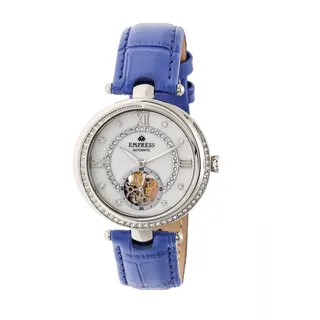 Empress Stella Automatisch Semi-Skelettiert Mop Rindsleder-Band Uhr - Lila/Wei?