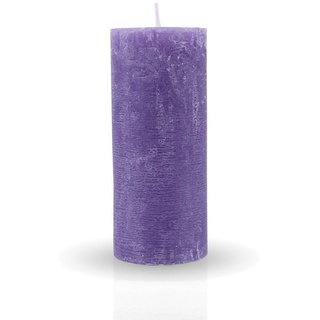 HS Candle Stumpenkerze Rustikale Antik Kerze (vers. Farben / Größen), Duftfreie Altarkerze - Dekokerze - lang Brenndauer - Retro lila