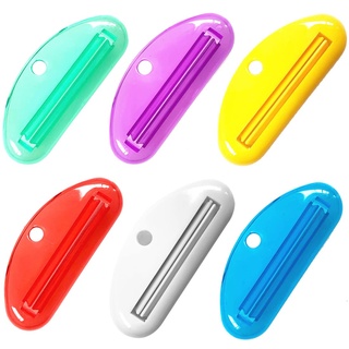 Quesuc 6 Pack Badezimmer-Zahnpastatube Quetschspender Zahnpastaclips (Grün, Weiß, Blau, Gelb, Rot, Lila)