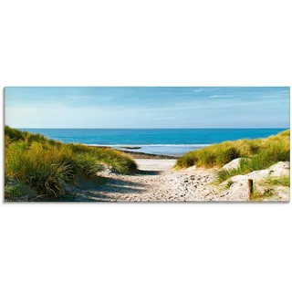 Glasbild ARTLAND "Strand mit Sanddünen und Weg zur See", beige (farbe bild(er): naturfarben), B:125cm H:50cm, Bilder, in verschiedenen Größen