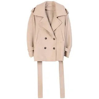 GOBI Cashmere Wollmantel Kaschmir Peacoat im Trench-Stil braun S-M